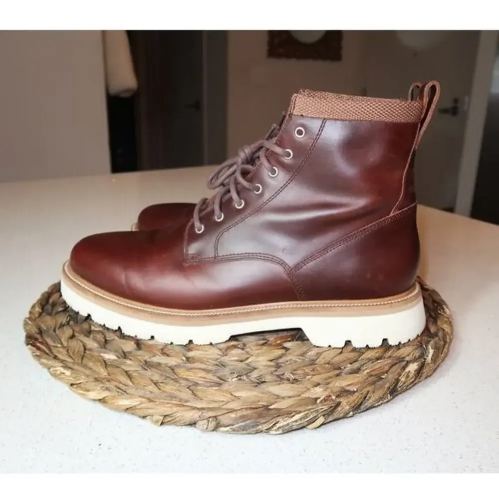 COLE‎ HAAN Mens Brown American Classics Round Toe Block Heel Leather Boots 10